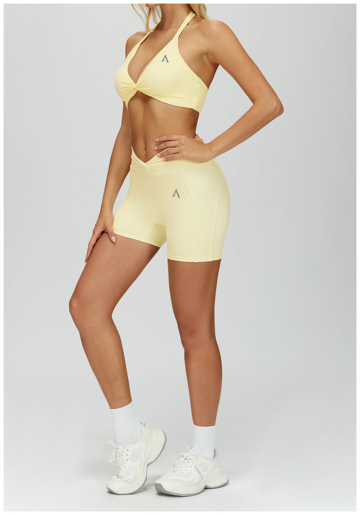 AMEL Twist Front Sculpt Activewear Set – Lemon Yellow